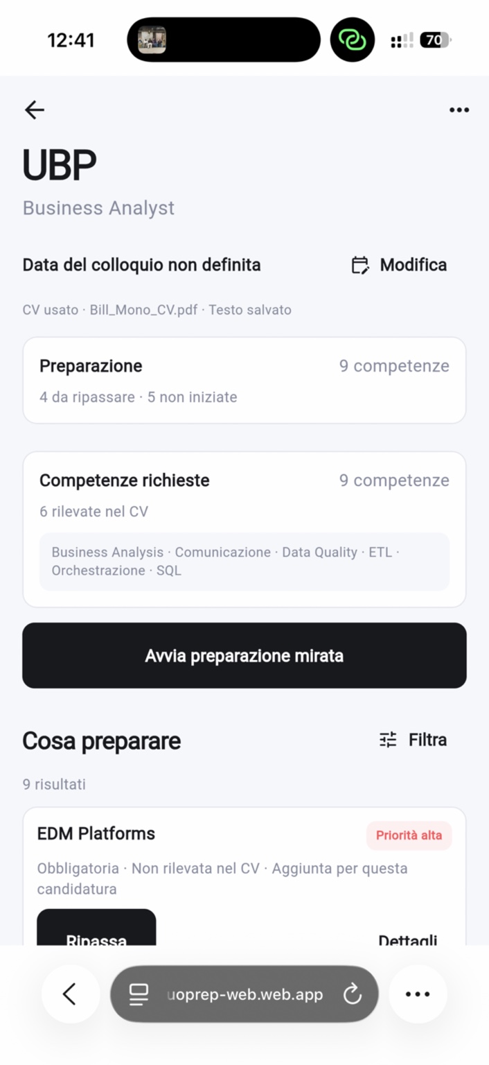 Dettaglio della preparazione per un colloquio